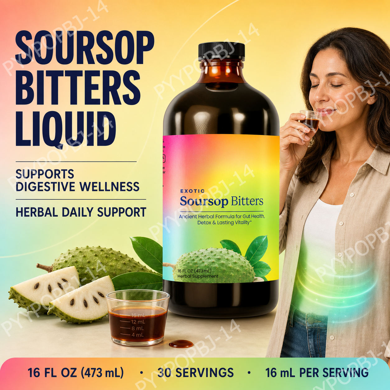 Bitters Bottle Set - Suplemento Herbal de Soursop Exótico, Fórmula