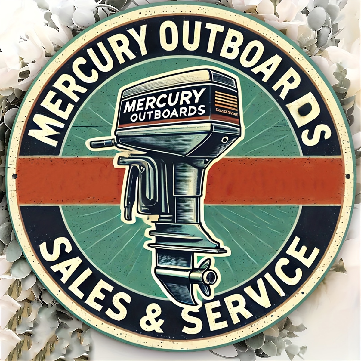 Home Barca - Placa de Metal Vintage Mercury Outboards,