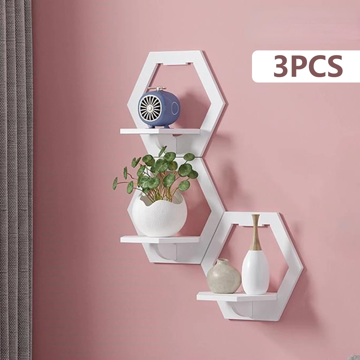 Home Bar Shelf - 3 pçs hexágono prateleira de parede