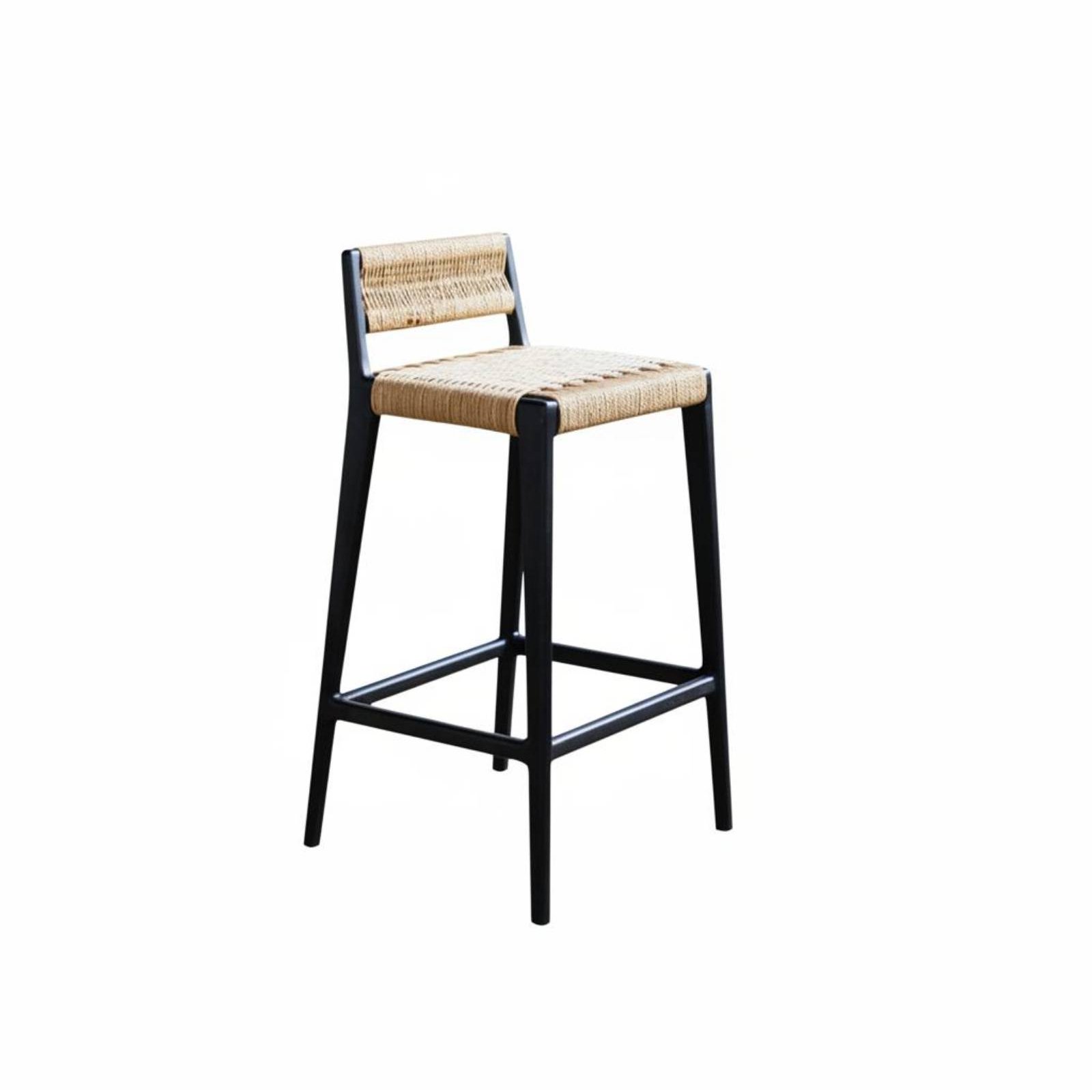 Home Bar Stools - Banqueta Alta com Assento Trançado e
