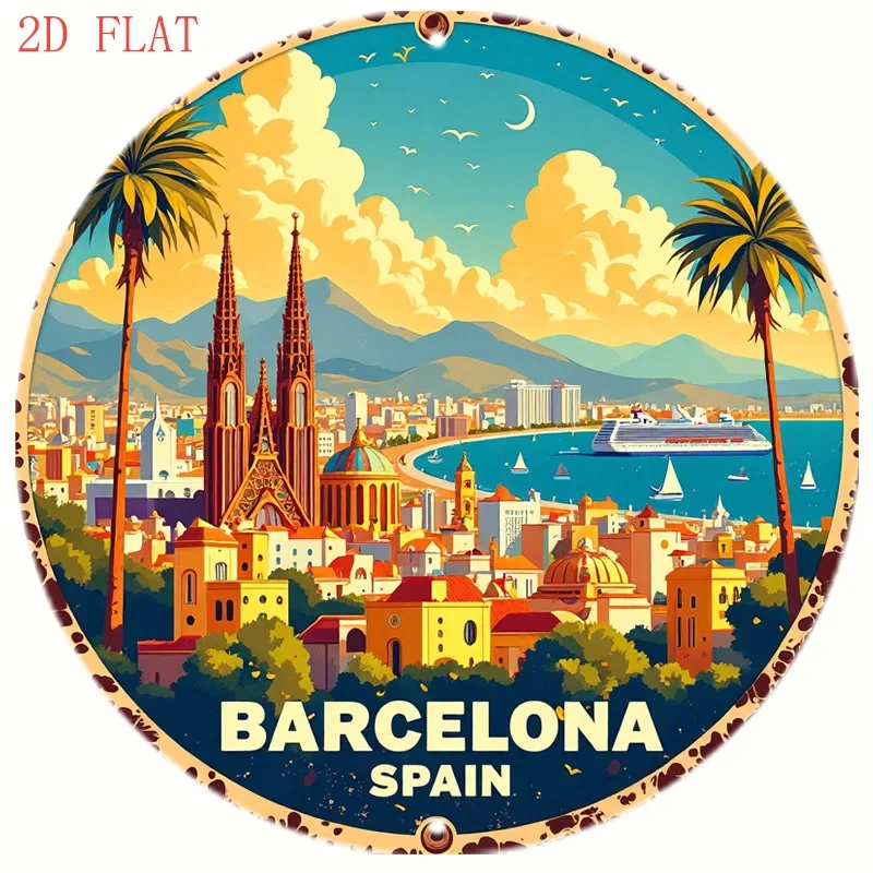 Home Barcelona - Placa de Metal Redonda 2D de
