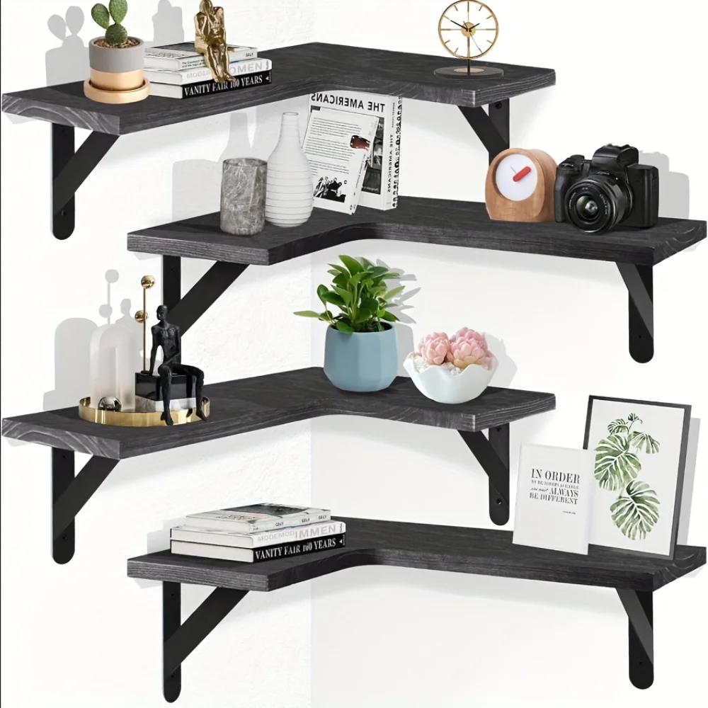 Home Bar Shelf - Prateleiras Flutuantes de Madeira Natural com