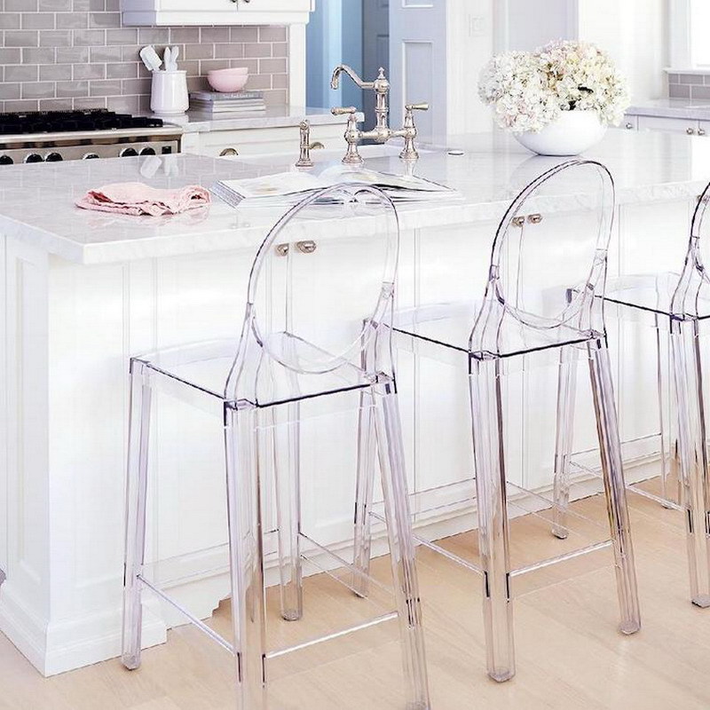 Home Bar Stools - Cadeira fantasma de plástico acrílico transparente,