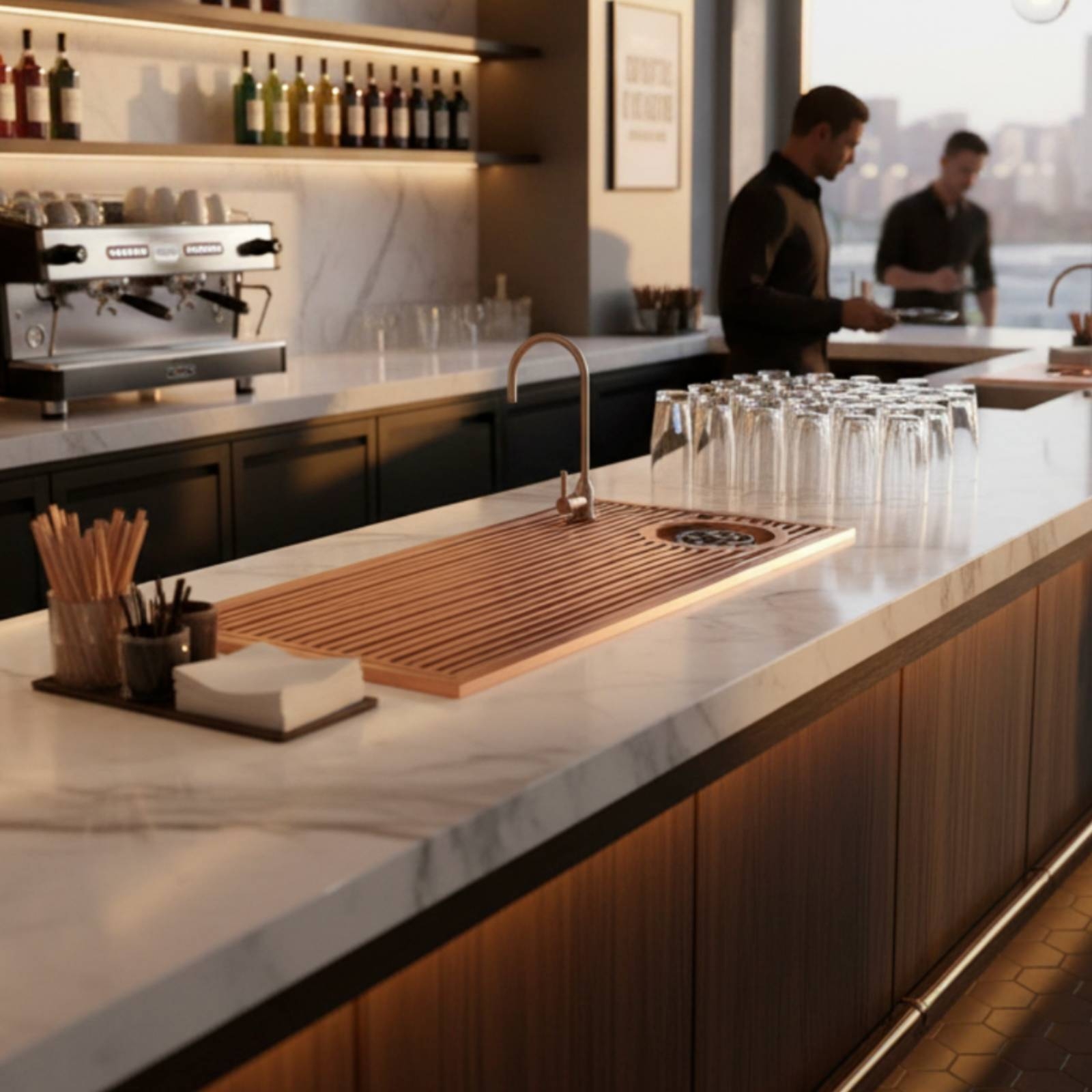 Home Barista - Estação de Drenagem com Tampo Ripado