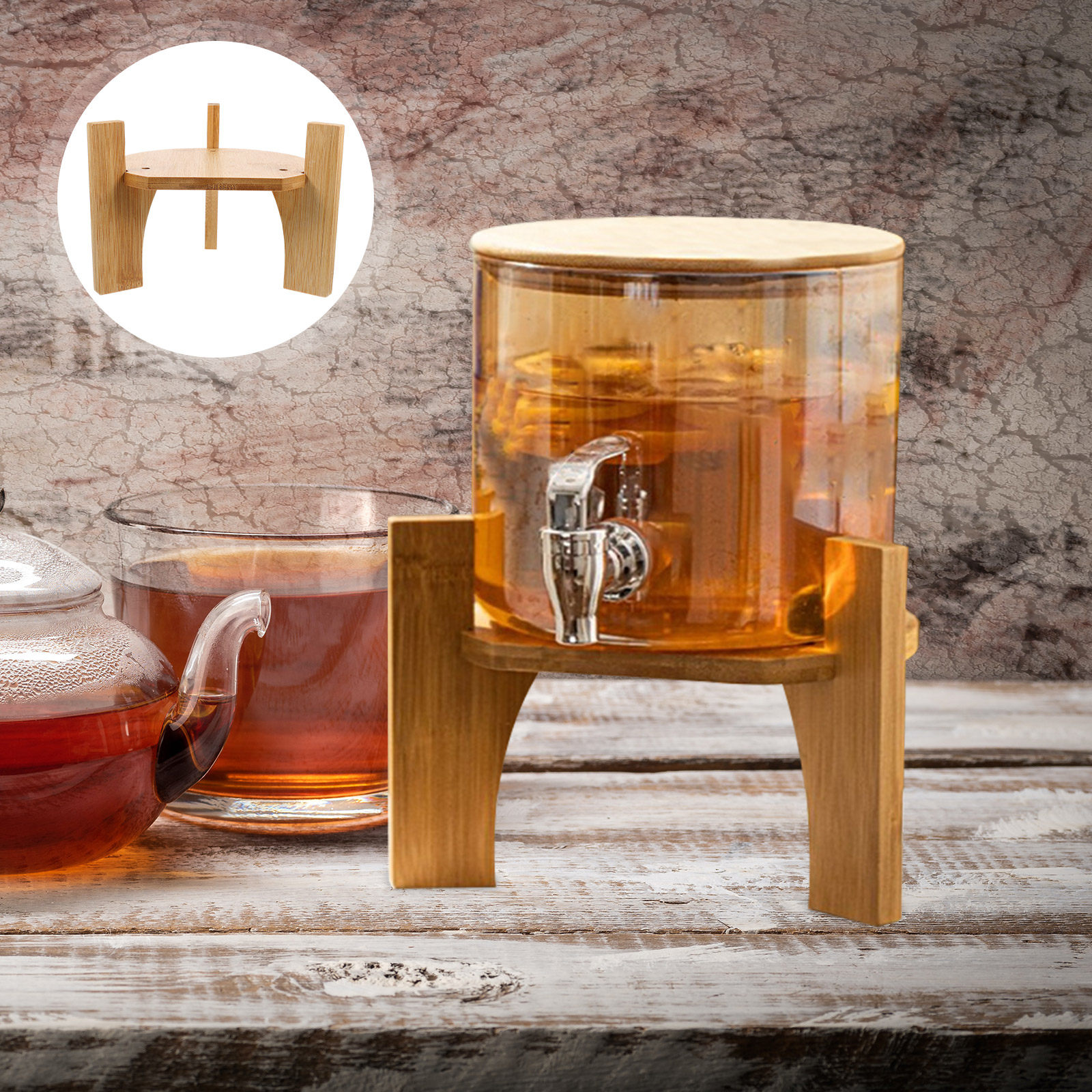 Home Bar Shelf - Suporte Elegante de Madeira para Dispensador