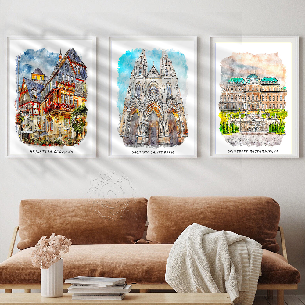 Home Barcelona - Impressão em aquarela, pôster de viagem