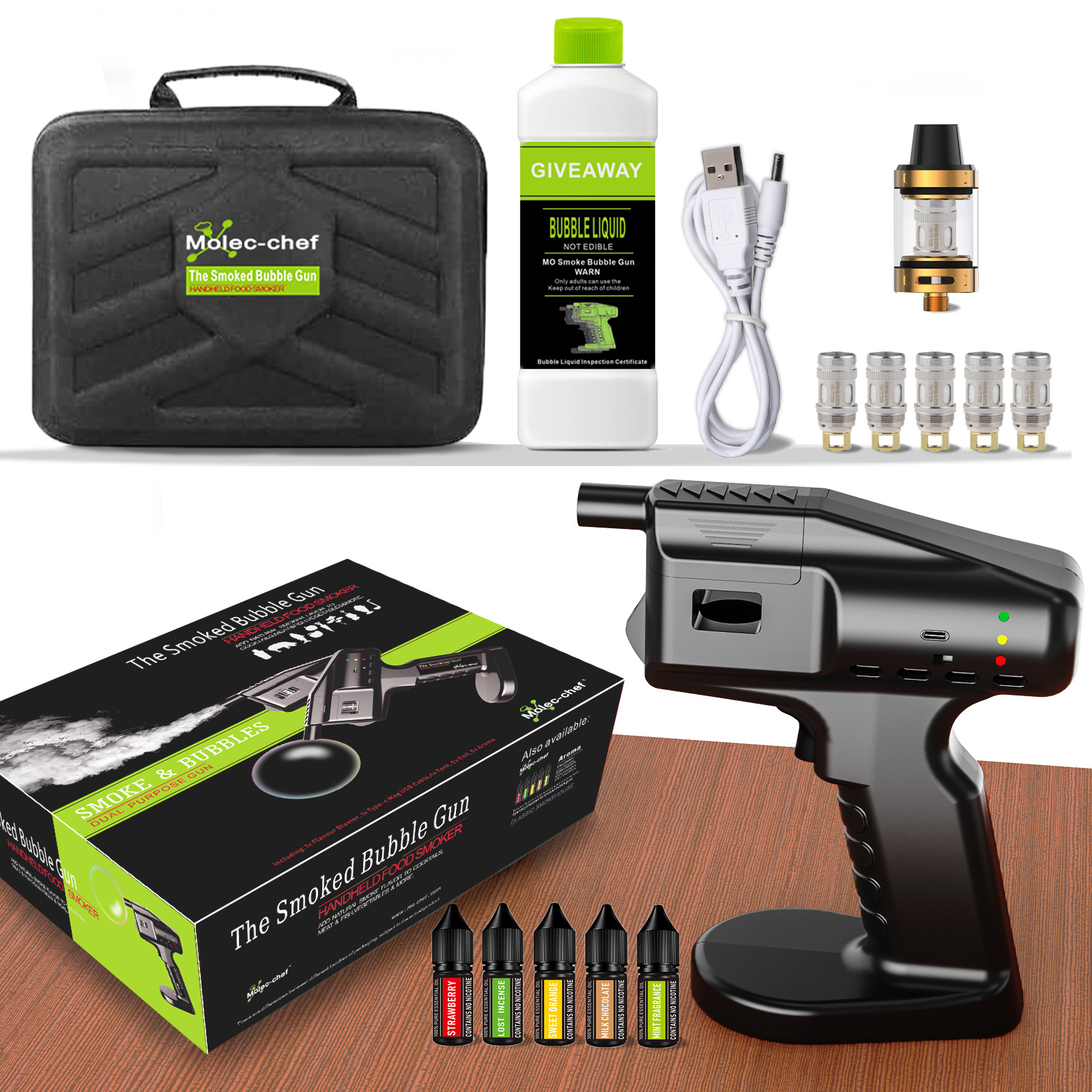 Smoking Gun Kit - Fumar sabor blaster cocktail fumante bolha