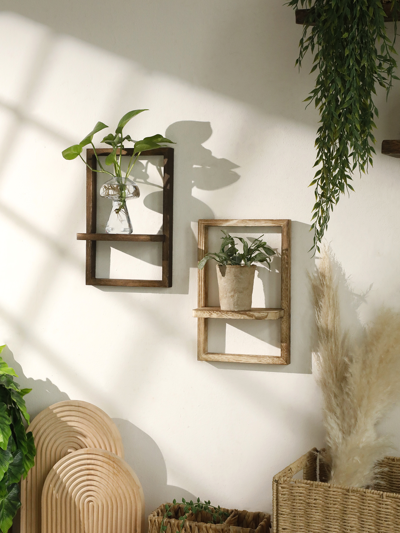 Home Bar Shelf - Prateleira de exibição de madeira flutuante