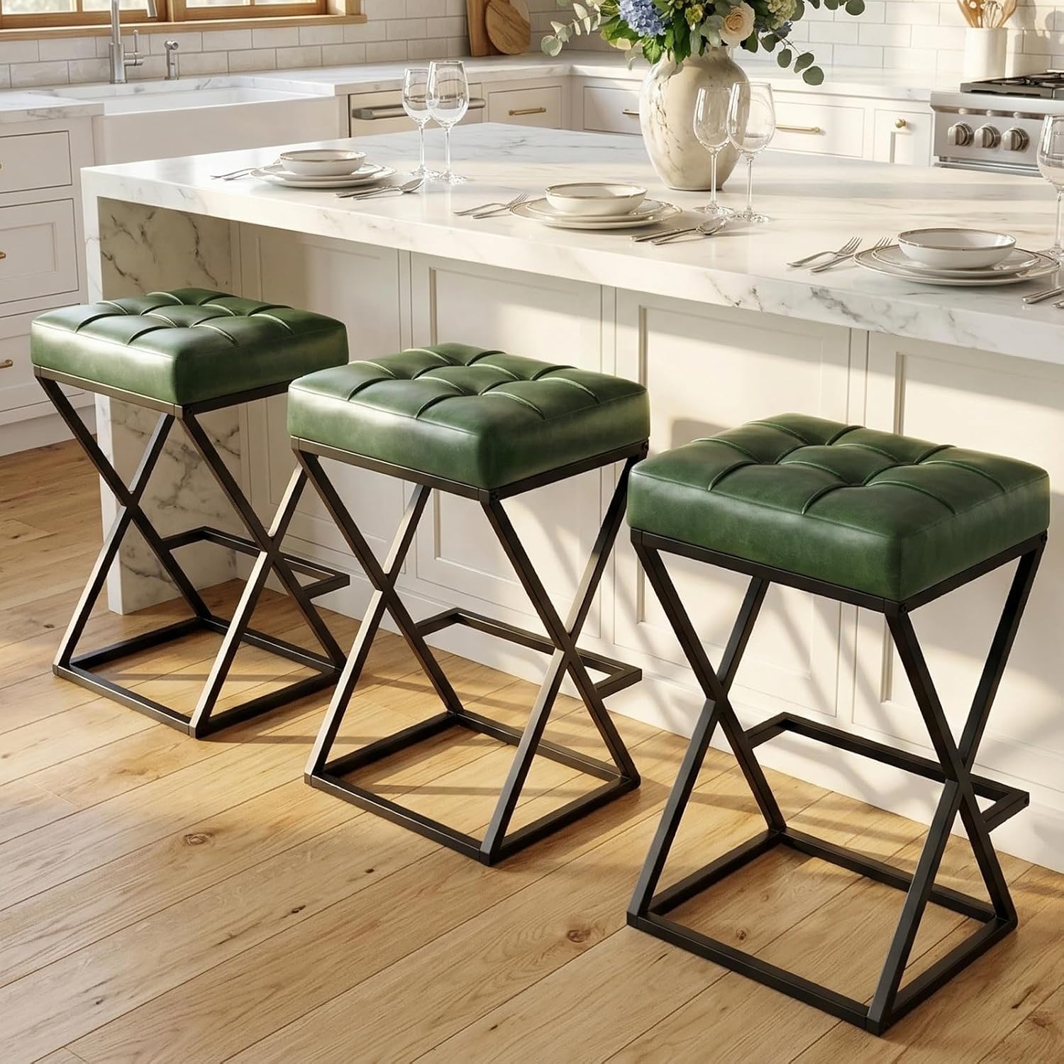 Home Bar Seating - Conjunto de 3 Banquetas Modernas Giratórias
