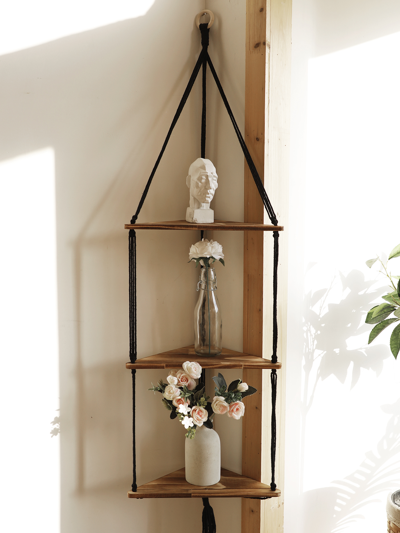 Home Bar Shelf - Prateleira de canto de madeira decoração