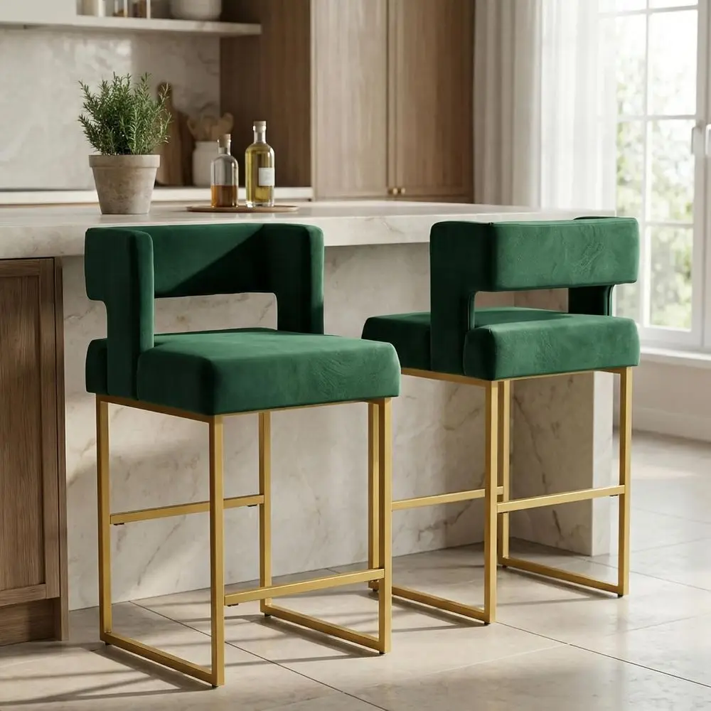 Home Bar Stools - Conjunto de 2 Banquetas de Veludo