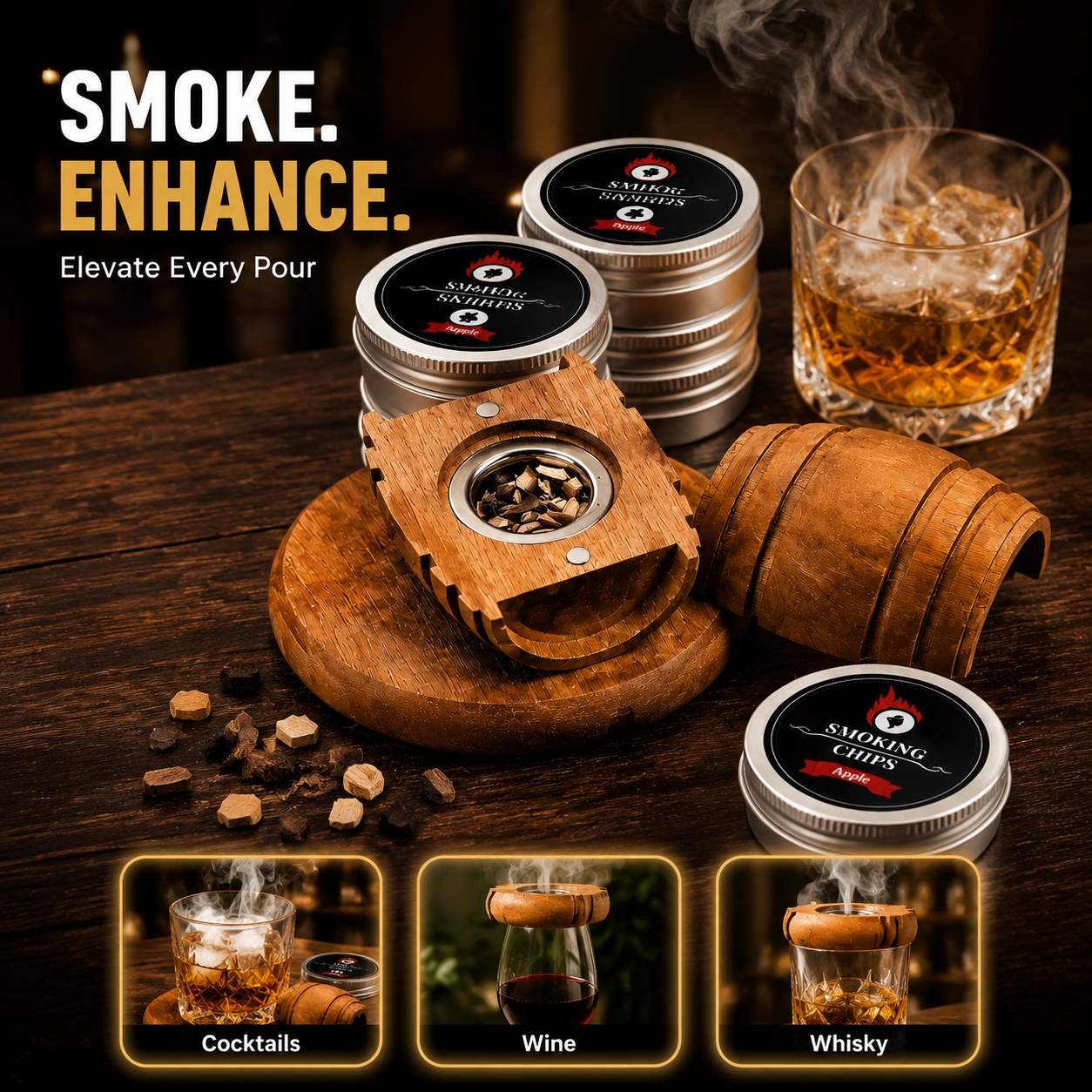 Smoking Gun Kit - Kit de Defumação para Whisky, Caixa