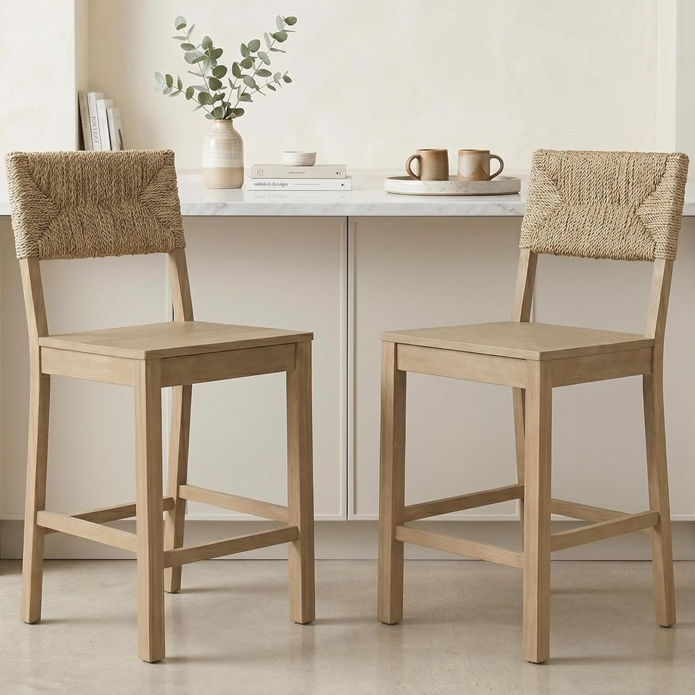 Home Bar Stools - Conjunto de 2 Banquetas com Encosto