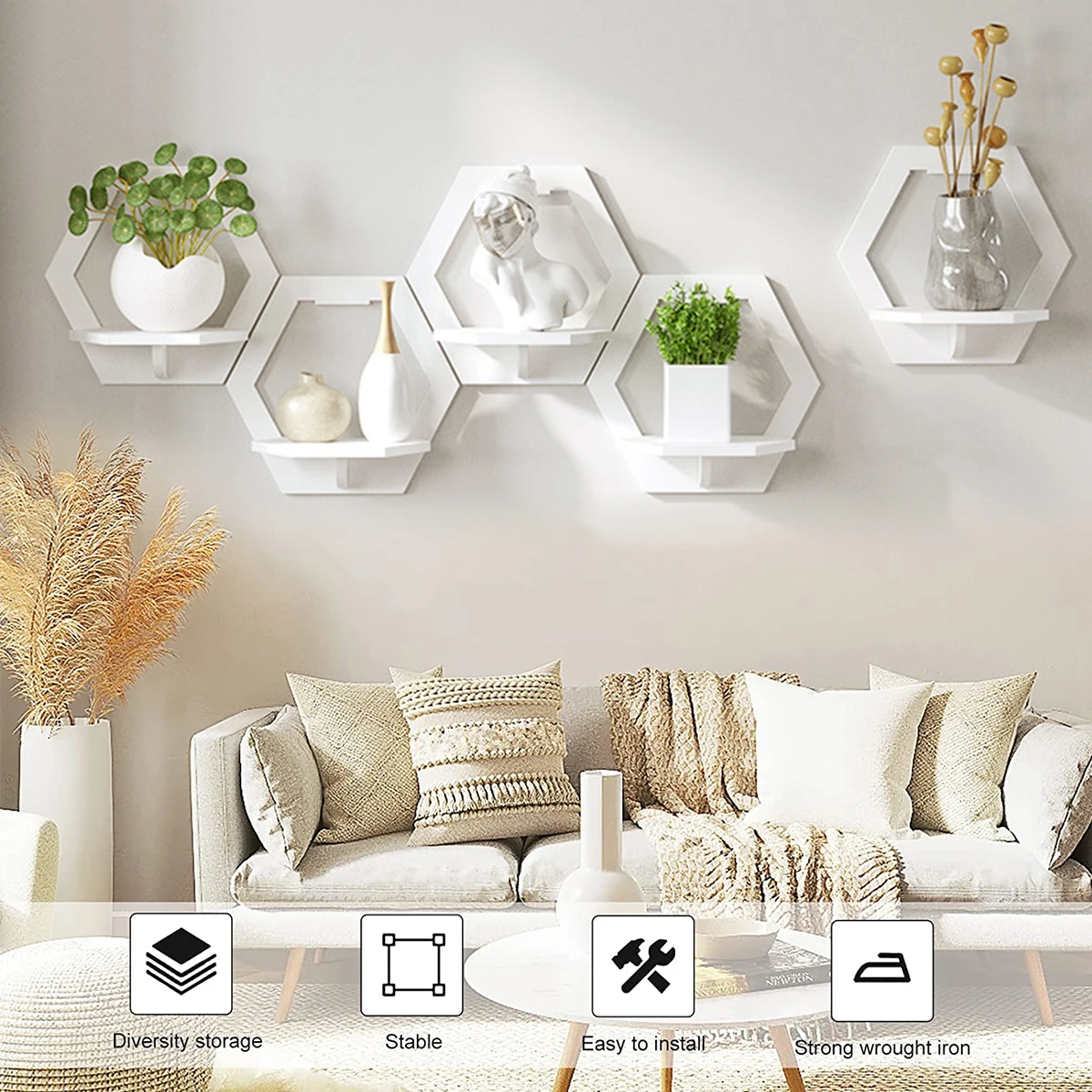 3 pçs hexágono prateleira de p - Home Bar Shelf avaliação e preço