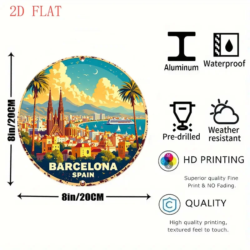 Placa de Metal Redonda 2D de 8 - Home Barcelona avaliação e preço