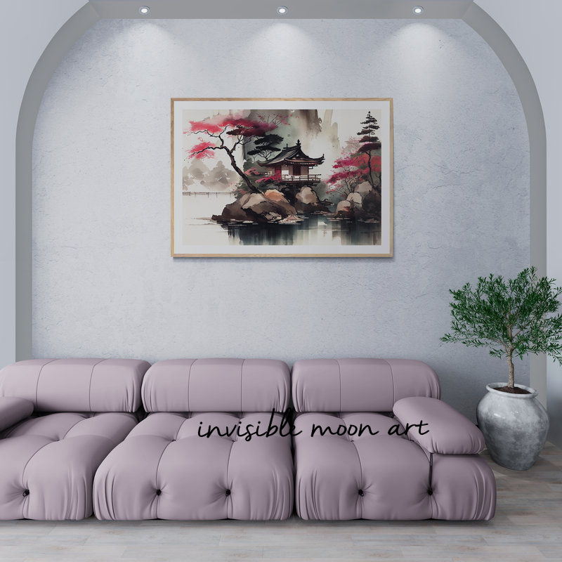 Retro Japanese Zen Landscape A - Home Barca avaliação e preço