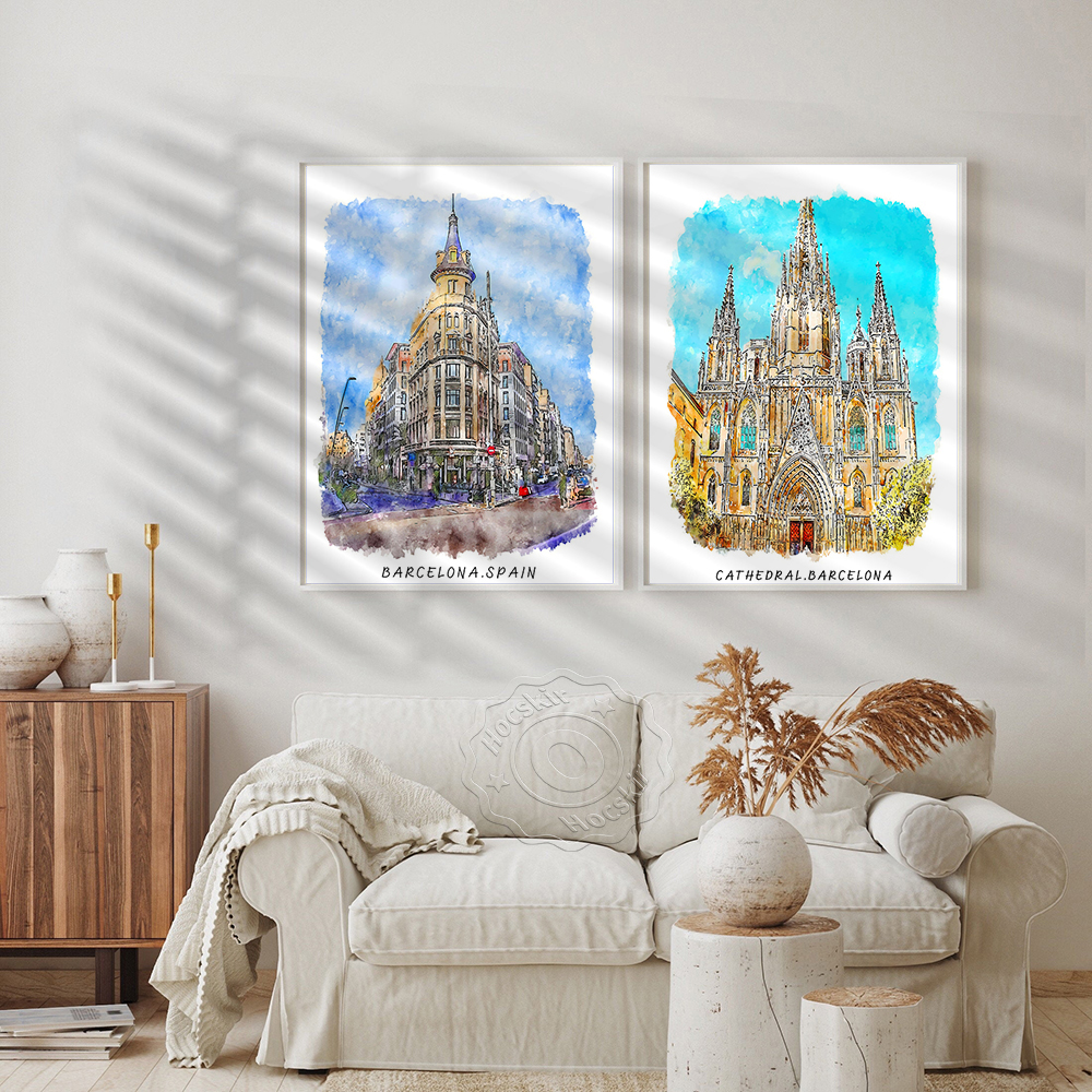 Impressão em aquarela, pôster  - Home Barcelona avaliação e preço